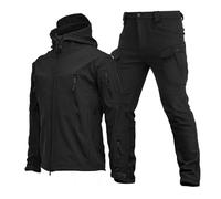 Men's Outdoor Ski Suit, Mens Fashion Winter Waterproof Keep Warm Ski Jacket Snow Trousers Set, Winter Outdoor Snowsuits, for Work Outdoor Ski Fishing Riding Motorcycles (Color : Black, Size : M)