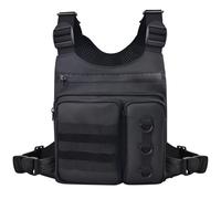Men's Outdoor Sports Chest Bag, Fitness, Running, Cycling Tactical Vest, EDC Tactical Bag Vest, Reflective Strips On The Back Sports Vest,Waterproof Vest With Water Bottle Pocket, black, 11 x 9.6 x 7