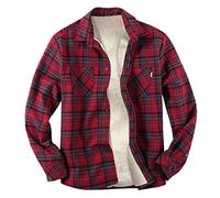 Mens Outdoor Warm Sherpa Lined Fleece Plaid Flannel Shirt Jacket Casual Heavyweight Thermal Button Up Winter Work Coat Zip Up Buffalo Plaid Flannel Shirts Fall Winter Outwear Wine