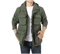 Men's Outdoor Waterproof Jackets with Detachable Hood & Sleeves Lightweight Windproof Raincoat Loose Fit Multi Pockets Athletic Wear Outdoors Camping Hiking Jacket Plus Size