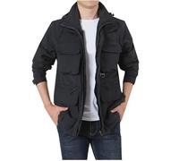 Men's Outdoor Waterproof Jackets with Detachable Hood & Sleeves Lightweight Windproof Raincoat Loose Fit Multi Pockets Athletic Wear Outdoors Camping Hiking Jacket Plus Size