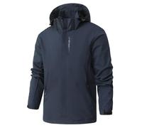 Men's Outdoor Waterproof Rain Jackets Hooded Windbreaker Lightweight Windproof Water-Resistant Raincoat with Hood Zip Pockets for Walking Hiking Cycling Camping-Dark Blue-S