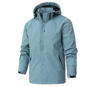 Men's Outdoor Waterproof Rain Jackets Hooded Windbreaker Lightweight Windproof Water-Resistant Raincoat with Hood Zip Pockets for Walking Hiking Cycling Camping-Light Blue-S