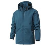 Men's Outdoor Waterproof Rain Jackets Hooded Windbreaker Lightweight Windproof Water-Resistant Raincoat with Hood Zip Pockets for Walking Hiking Cycling Camping-Denim Blue-S