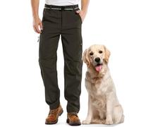 Men's Outdoor Winter Trousers Fleece Lined Softshell Hiking Trousers Water-Resistant Walking Trousers with Zip Pockets #6078-Earth Tone-40