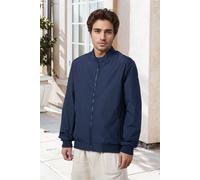 Men's Outdoor Zip-up Windproof Lightweight Bomber Jacket Casual Varsity Outerwear in Navy | Size: Large The hot sale Navy L