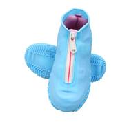 Men's Outdoor Zipper Rain Shoes Cover Adults Large Capacity Silicone Protective Boot Sock 2PCS (BU1, M)