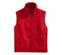 Men's Outerwear Gilets Casual Sleeveless Summer Jacket Lightweight Mock Neck Bodywarmer Zip Up Plain Vest Comfy Holiday Waistcoat Zipper Pockets Red