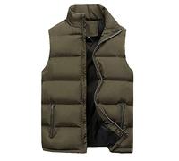 Men'S Outerwear Gilets Puffer Body Warmer Sleeveless Padded Bodywarmer Full Zip Gilet Quilted Autumn And Winter Coat With Pockets Army Green Xxl