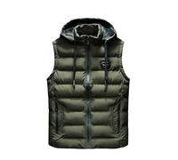 Men'S Outerwear Padded Gilets Winter Fleece Lined Quilted Body Warmer Hooded Sleeveless Jacket Thicken Warm Windproof Vest Casual Fall Transition Coat With Pockets Army Green L