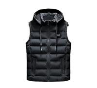 Men'S Outerwear Padded Gilets Winter Fleece Lined Quilted Body Warmer Hooded Sleeveless Jacket Thicken Warm Windproof Vest Casual Fall Transition Coat With Pockets Black L