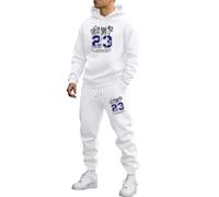 Mens Outfits 2 Piece Fashion Bottoms Full Zip Casual Jogging Gym Suit Jacket with Pockets Loungewear for Travel Long Sleeve Crew Neck Sweat with Jogger Bottoms Holiday Clothing (White, XL)