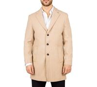 Men's Overcoat Notched Lapel Collar Wool Blend Classic Trench Coat Winter Jacket - Beige XL