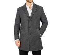 Men's Overcoat Notched Lapel Collar Wool Blend Classic Trench Coat Winter Jacket - Grey XXL