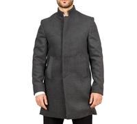Stand Collar Wool Blend Overcoat Classic Trench Coat Winter Jacket TruClothing Grey XL