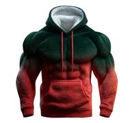 Mens Overhead Hoodies UrbanStreet Streetwear Fashion Flannel Lined Hooded Sweatshirt Fall Winter Warm Thick Fabric, 3D Muscle Texture Viking-Inspired Pattern, Assorted Colours Fleece Jumper Mens