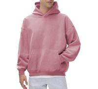 Men's Oversize, Hooded Pullover, Grey Plain Sweatshirt, Lightweight Fleece Pullover with Hood, Autumn, Winter Pullover, Hooded Heavy Fabric Sweat Jacket, Comfortable Sports Top 1, pink, 4XL
