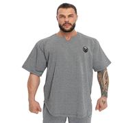 Men's Oversize T-Shirt, Bodybuilding, Lifting Cardio Rag Top Thick Fabric Textured Active T-Shirt, Grey, XXXXXL