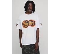 Men's Oversized Airbrushed New York Print T-Shirt | White | Size Medium | BOOHOOMAN