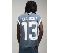 Men's Oversized Boxy Acid Washed Varsity Printed Vest | Charcoal | Size Large | BOOHOOMAN