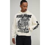 Men's Oversized Boxy Limited Edition Reaper Print Hoodie | Ecru | Size 4X-Large | BOOHOOMAN