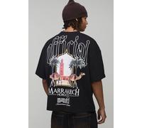 Men's Oversized Boxy Morocco Palm Print T-Shirt | Black | Size Small | BOOHOOMAN