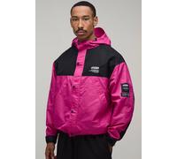 Men's Oversized Boxy Nylon Colour Block Hooded Cagoule | Pink | Size X-Small | BOOHOOMAN