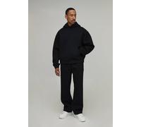 Men's Oversized Boxy Over the Head Scuba Hoodie And Straight Leg Tracksuit | Black | Size Small | BOOHOOMAN