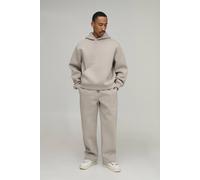 Men's Oversized Boxy Over the Head Scuba Hoodie And Straight Leg Tracksuit | Taupe | Size X-Large | BOOHOOMAN