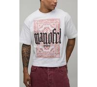 Men's Oversized Boxy Paisley Puff Print T-Shirt | White | Size 2X-Large | BOOHOOMAN