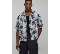Men's Oversized Boxy Trippy Print Shirt | Black | Size Medium | BOOHOOMAN