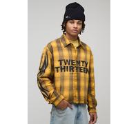 Men's Oversized Boxy Twenty Thirteen Check Long Sleeve Shirt | Yellow | Size Medium | boohooMAN
