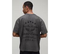 Men's Oversized Built On Tradition Print Spray Wash T-Shirt | Charcoal | Size 3X-Large | BOOHOOMAN