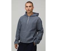 Men's Oversized Check Quarter Over The Head Over Shirt | Grey | Size Large | BOOHOOMAN