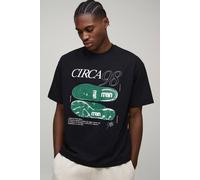 Men's Oversized Circa 98 Football Boot Heavyweight T-Shirt | Black | Size Medium | BOOHOOMAN