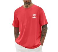 Men's Oversized Cotton Jersey T-Shirt Summer Relaxed Fit T Shirt Crew Neck Soft Breathable Palm Tree Printed Casual Tee for Men Basic Loose Tee