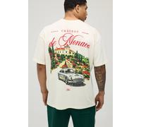 Men's Oversized De Monaco Print T-Shirt | Ecru | Size X-Small | BOOHOOMAN