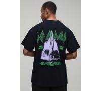 Men's Oversized Def Leppard Washed License Print T-Shirt | Black | Size X-Small | BOOHOOMAN