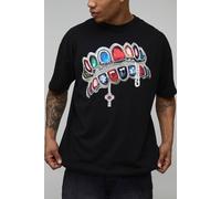 Men's Oversized Diamond Printed T-Shirt | Black | Size 4X-Large | BOOHOOMAN