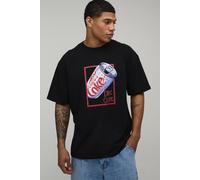 Men's Oversized Diet Coke Crispy Printed License T-Shirt | Black | Size Medium | BOOHOOMAN