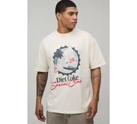 Men's Oversized Diet Coke Social Club Printed License T-Shirt | Ecru | Size Medium | BOOHOOMAN