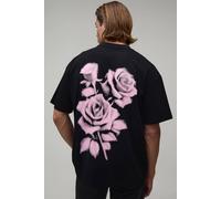 Men's Oversized Dotted Floral Print T-Shirt | Black | Size Medium | BOOHOOMAN