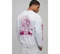 Men's Oversized Dragon Floral Printed Sweatshirt | Ash Grey | Size Medium | boohooMAN