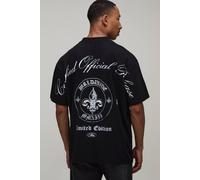 Men's Oversized Emblem Over The Seams Print T-Shirt | Black | Size Medium | BOOHOOMAN