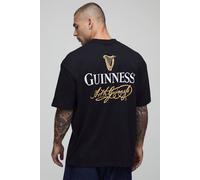 Men's Oversized Extended Neck Guinness License Printed T-Shirt | Black | Size X-Small | BOOHOOMAN