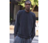 Men's Oversized Extended Neck Limited Edition Washed Raised Text Sweater | Washed Black | Size Medium | BOOHOOMAN