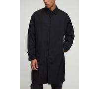 Men's Oversized Fit Single Breasted Nylon Car Coat | Black | Size X-Small | boohooMAN