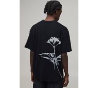 Men's Oversized Floral Back Print T-Shirt | Black | Size 3X-Large | BOOHOOMAN