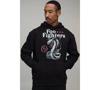 Men's Oversized Foo Fighters Snake License Print Hoodie | Black | Size X-Large | BOOHOOMAN