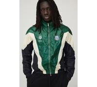 Men's Oversized Funnel Neck Circa 98 Crest Colour Block Track Jacket | Black | Size X-Small | BOOHOOMAN